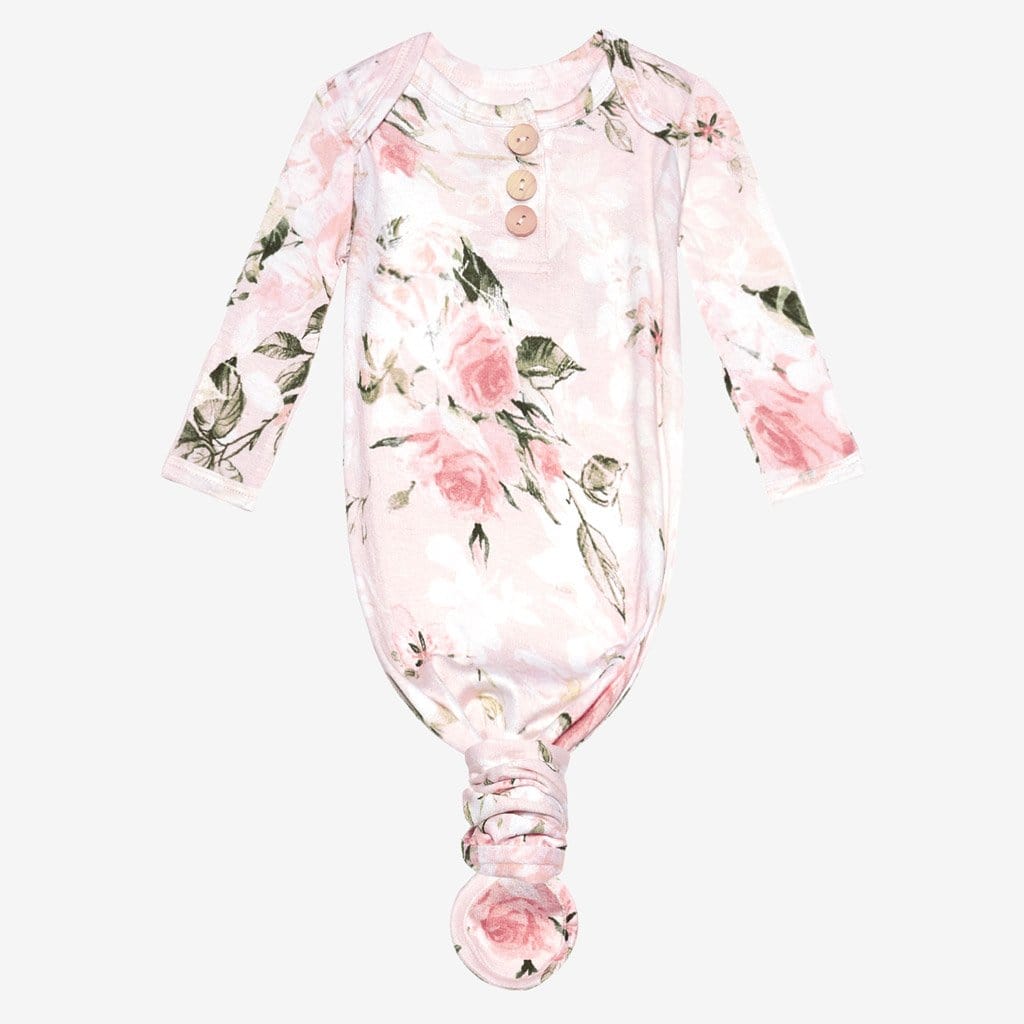 Vintage Pink Rose Button Knotted Gown