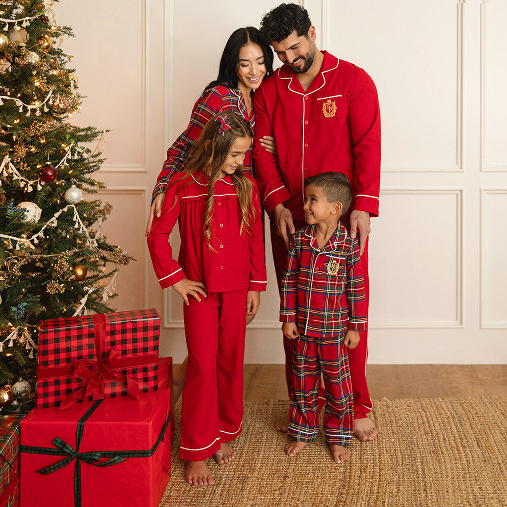 Red Tartan Plaid Flannelette Luxe Pajama Set