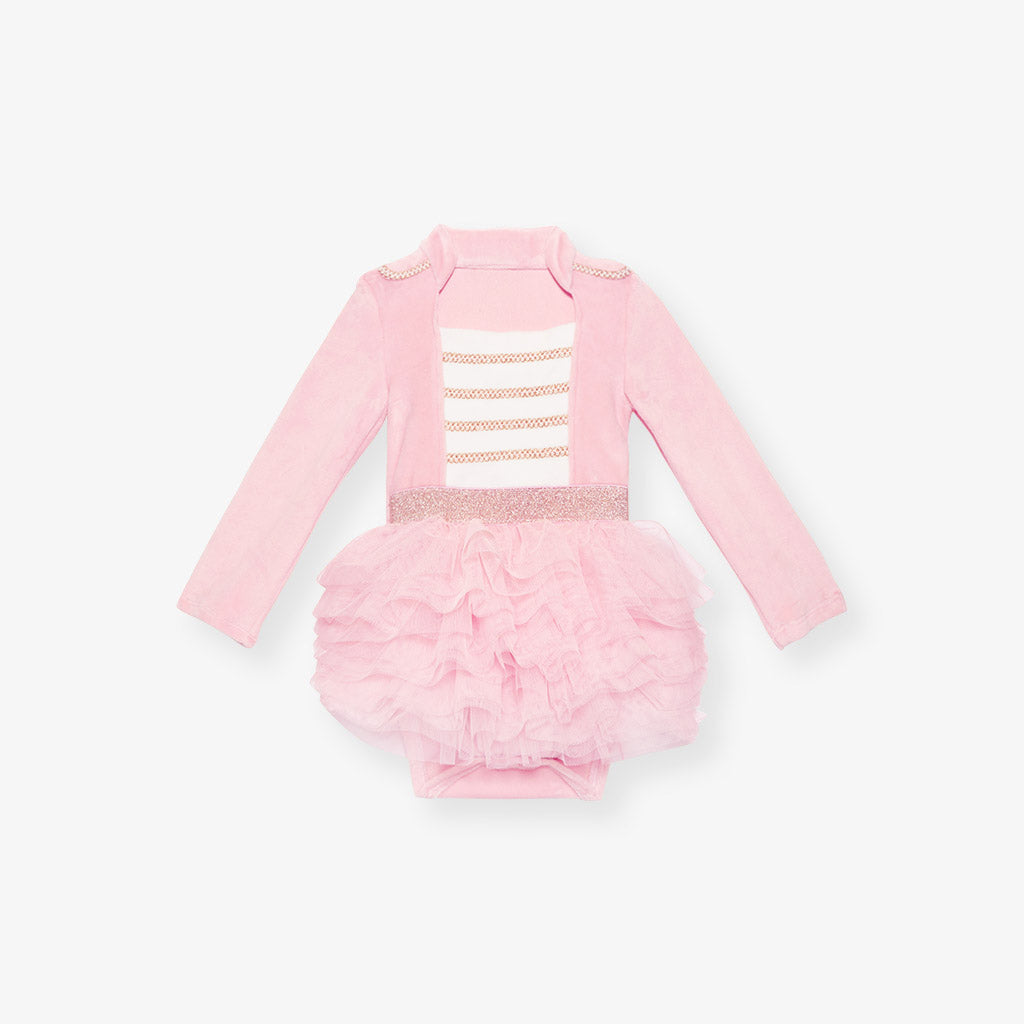 Posh Pink Nutcracker Velour Tulle Bodysuit Dress