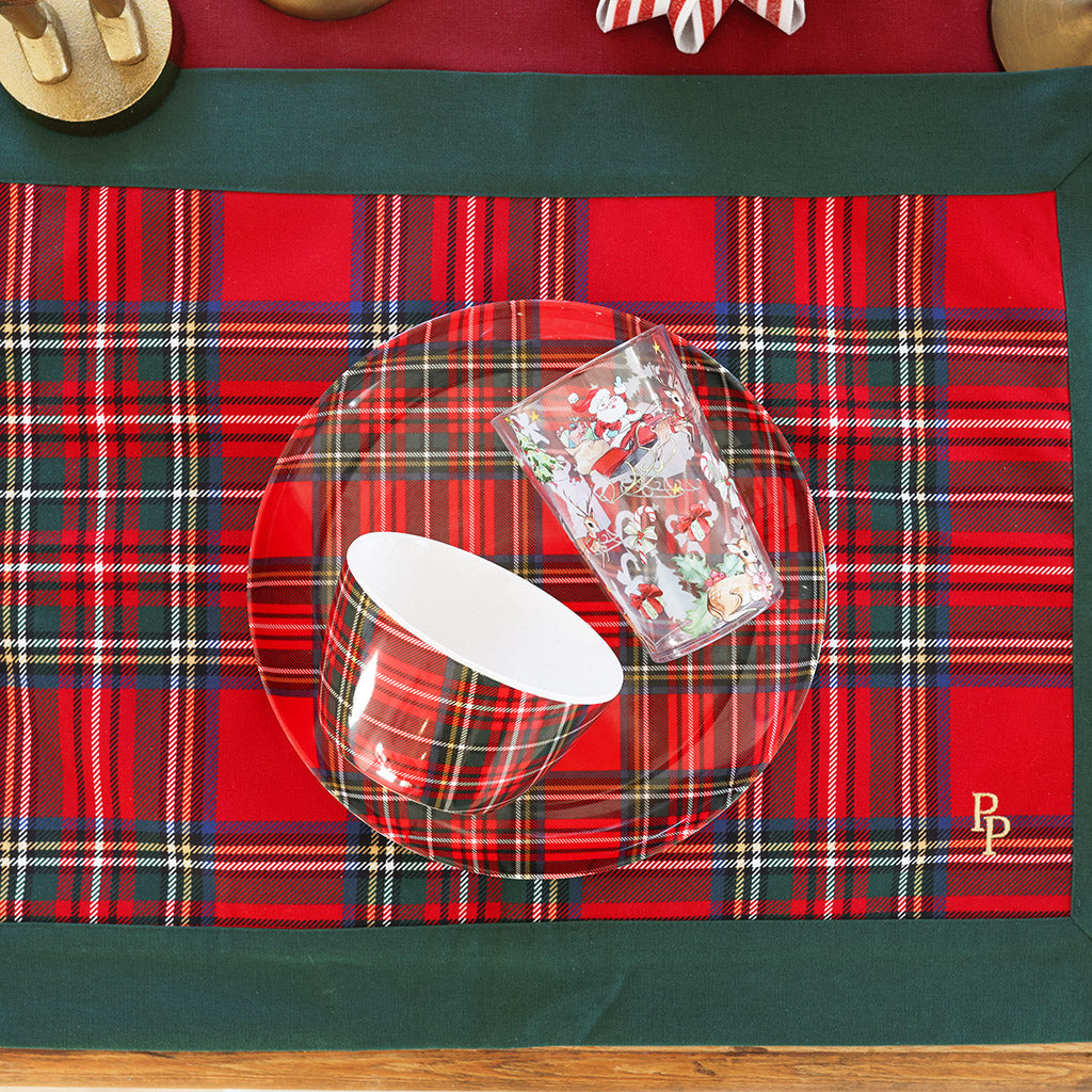 Red Tartan Plaid Dinnerware 3-Piece Set