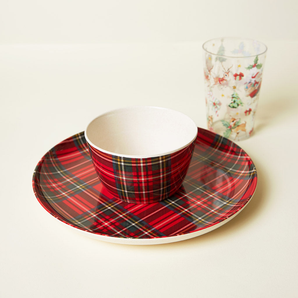 Red Tartan Plaid Dinnerware 3-Piece Set