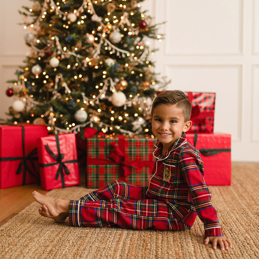 Red Tartan Plaid Flannelette Luxe Pajama Set