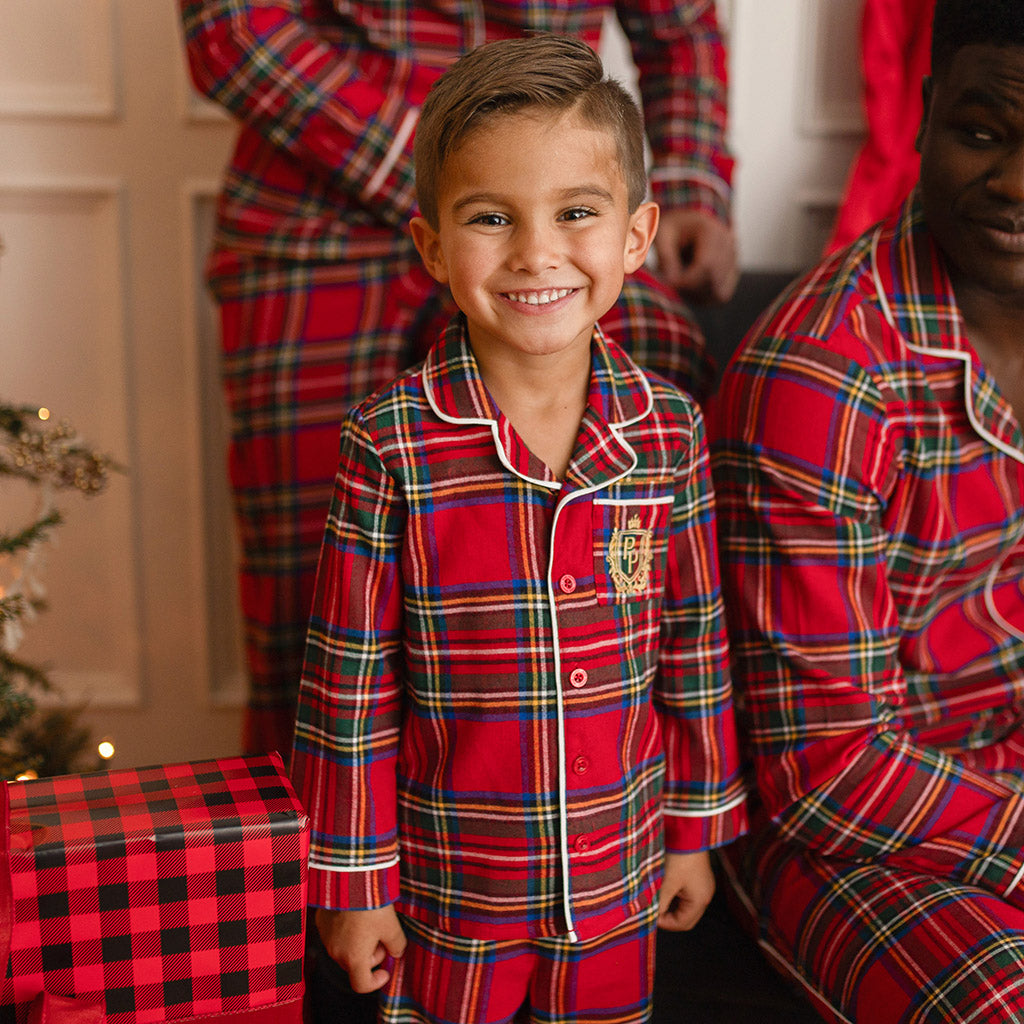 Red Tartan Plaid Flannelette Luxe Pajama Set