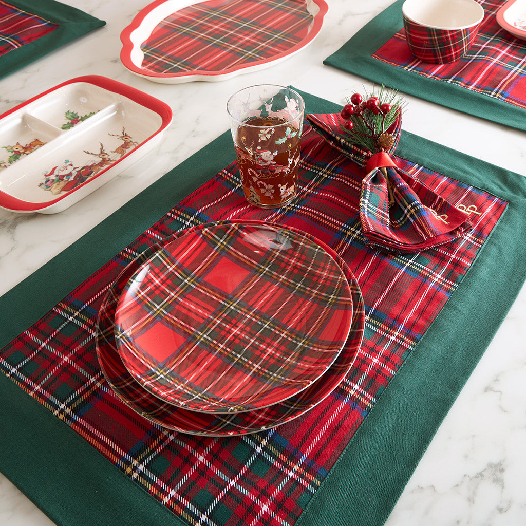 Red Tartan Plaid Dinnerware 3-Piece Set