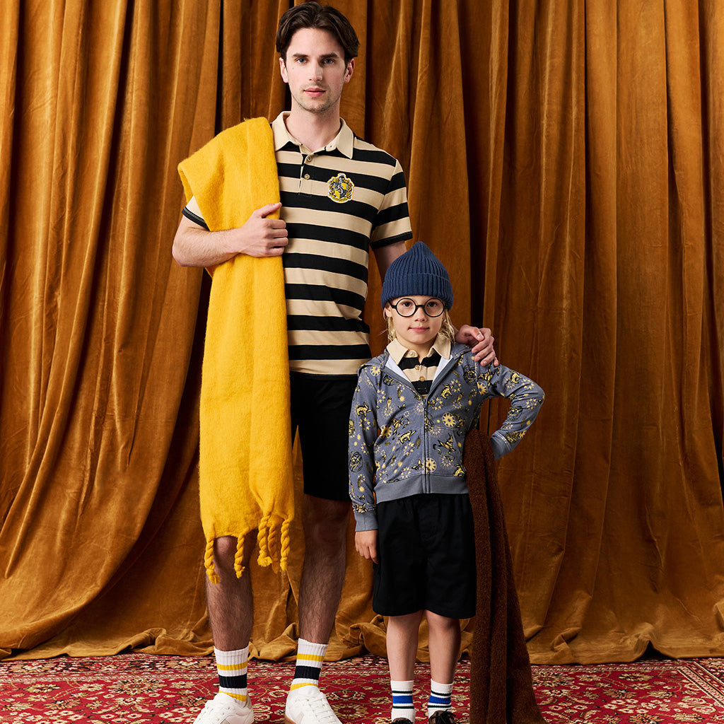 Hufflepuff House Stripe French Terry Polo Shirt