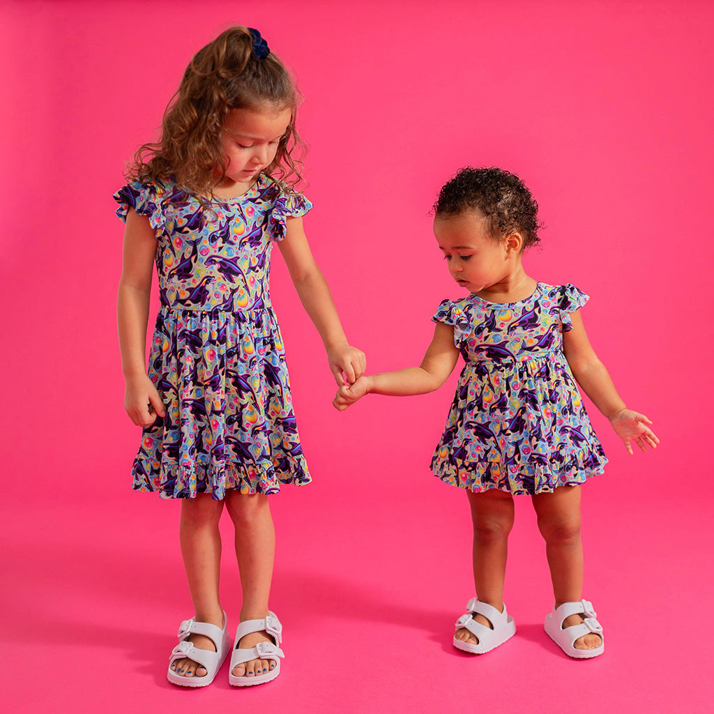 Lisa Frank® Max Splash Tie Back Ruffled Twirl Dress