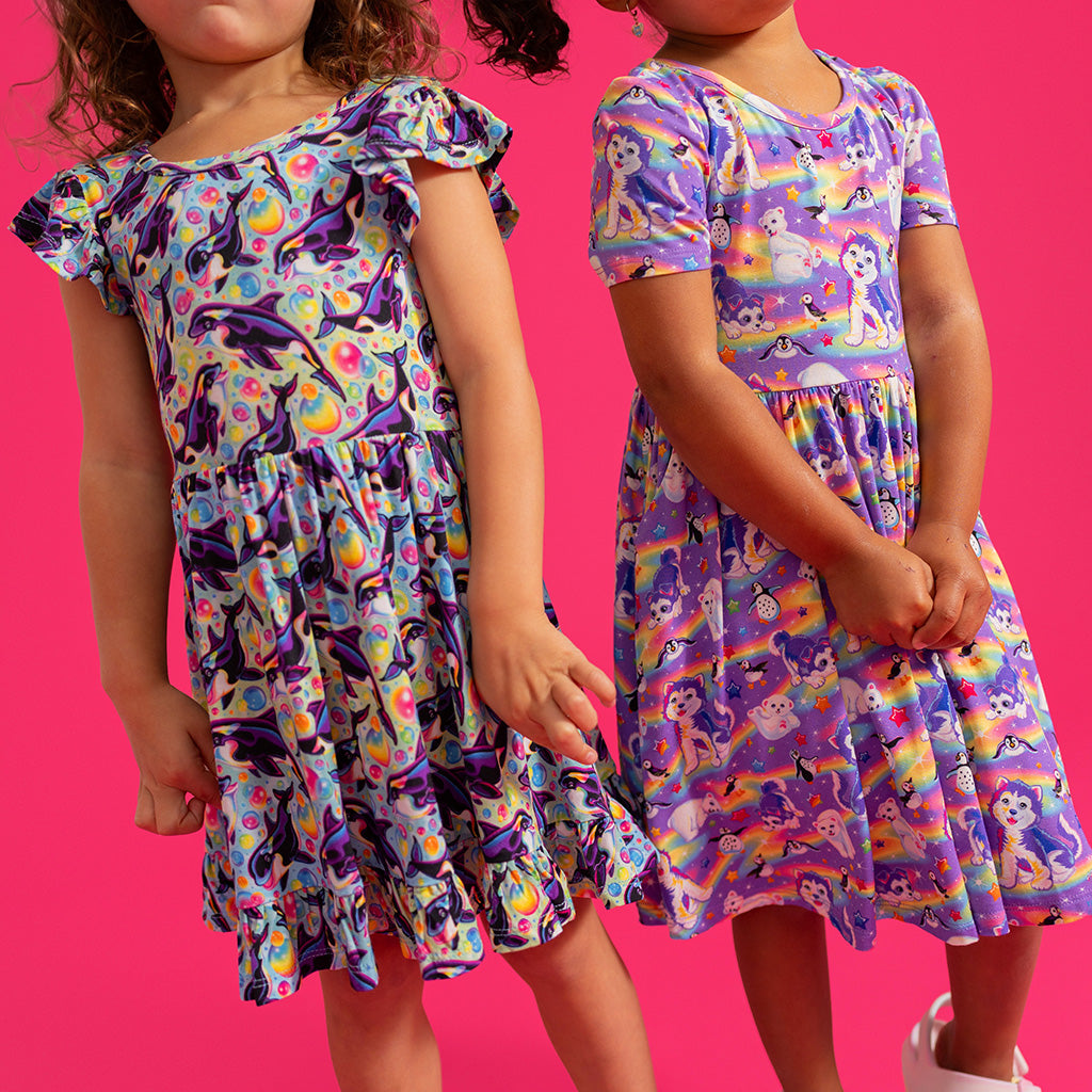 Lisa Frank® Max Splash Tie Back Ruffled Twirl Dress