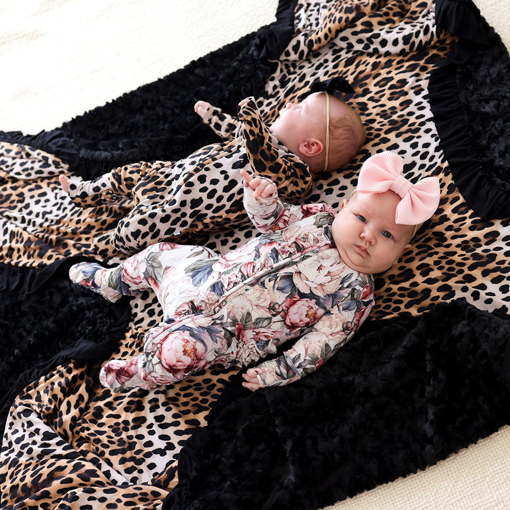 Loretta Leopard Minky Ruffled Luxe Patoo® Blanket