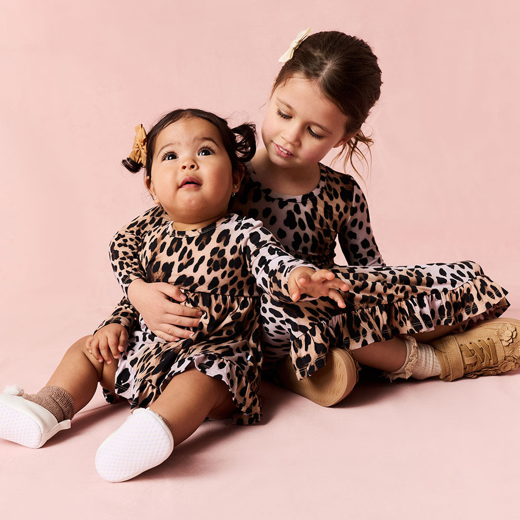 Loretta Leopard Ruffled Twirl Dress
