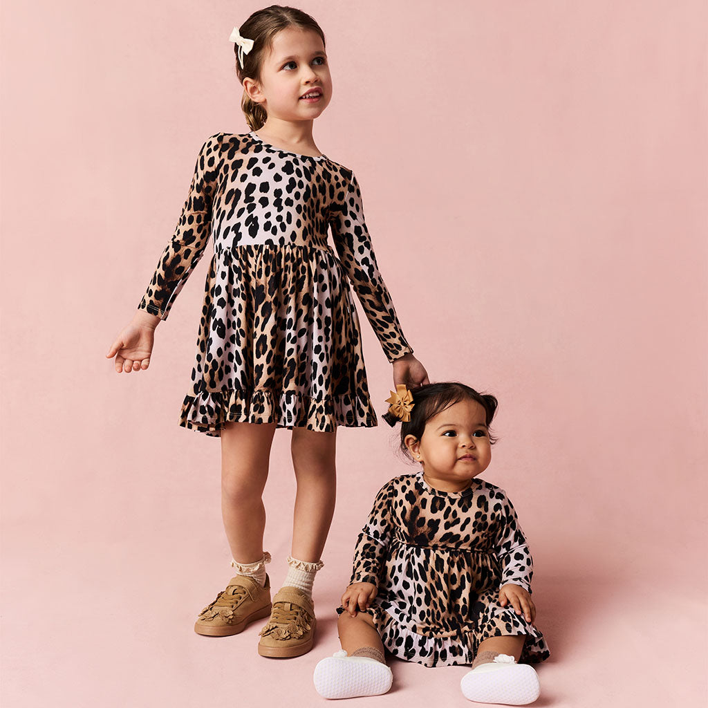 Loretta Leopard Ruffled Twirl Dress