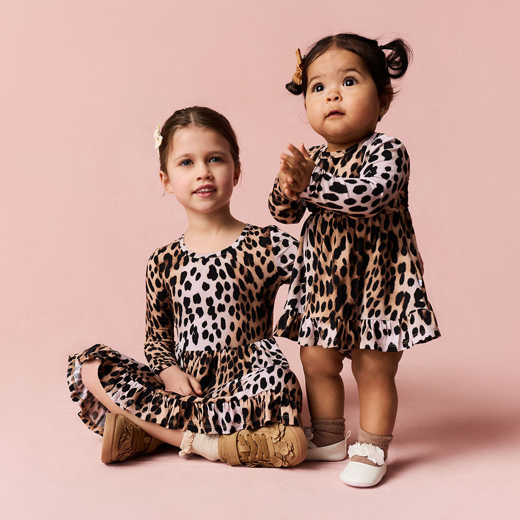 Loretta Leopard Ruffled Twirl Dress