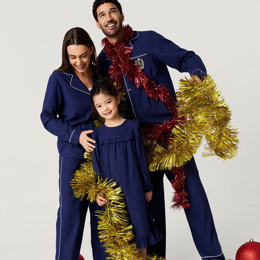 Navy Women's Flannelette Pajama Set