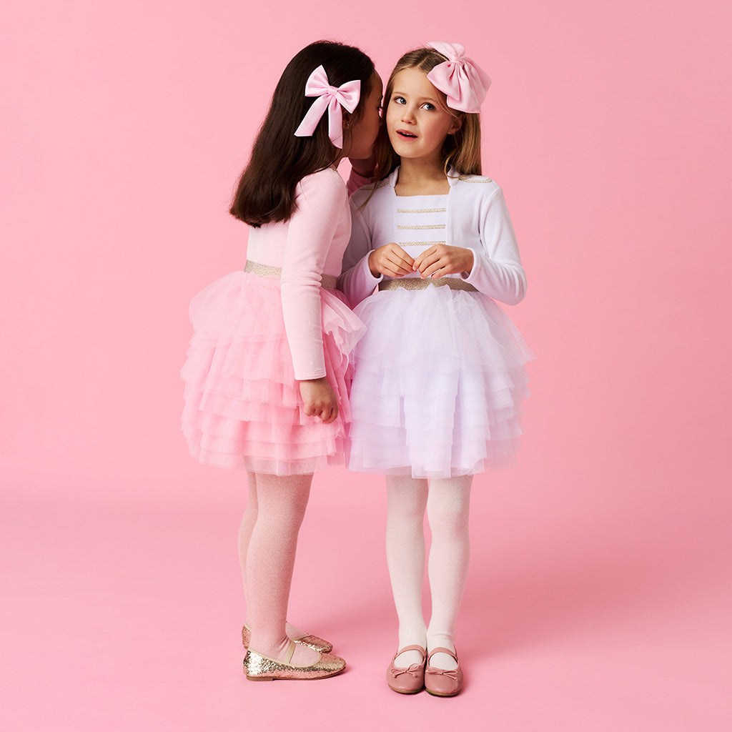 Posh Winter White Nutcracker Velour Tulle Dress