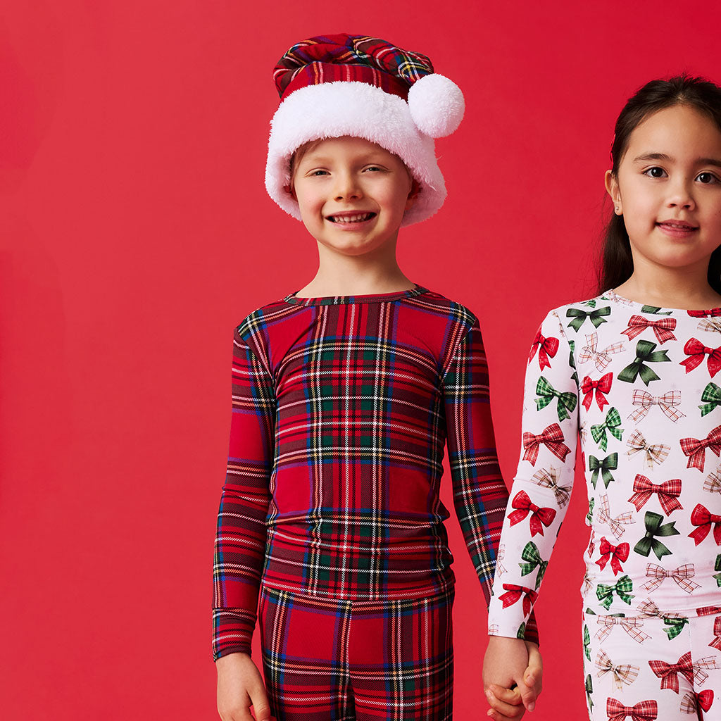 Red Tartan Plaid Kids Flannelette Poshmas Hat