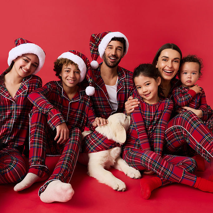 Red Tartan Plaid Women's Relaxed Pant Luxe Loungewear