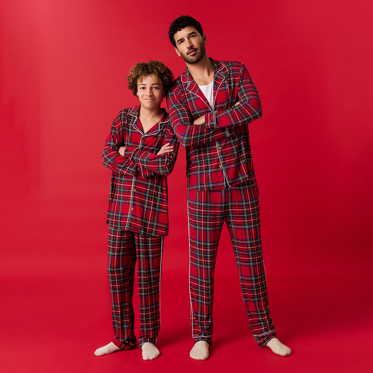 Red Tartan Plaid Men's Relaxed Pant Luxe Loungewear