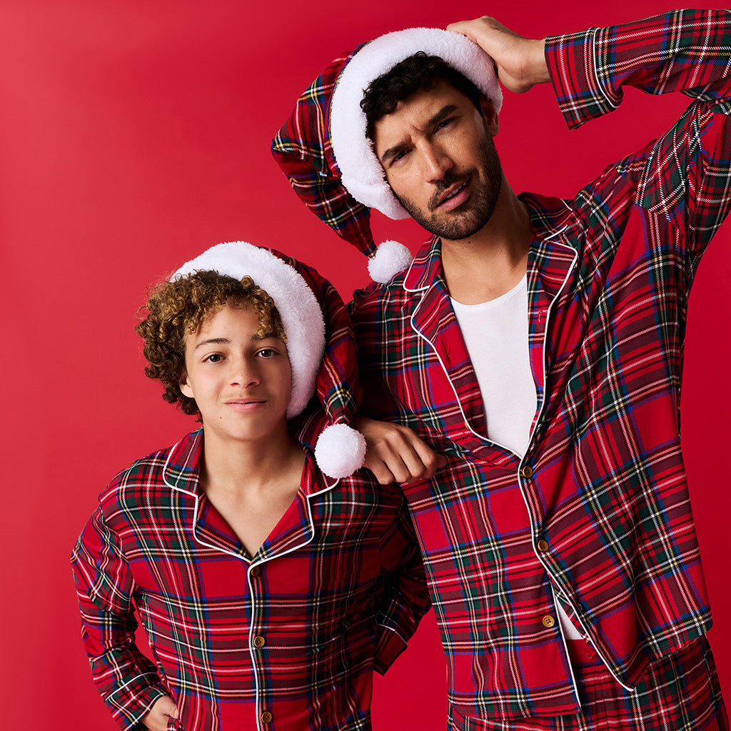 Red Tartan Plaid Adult Flannelette Poshmas Hat