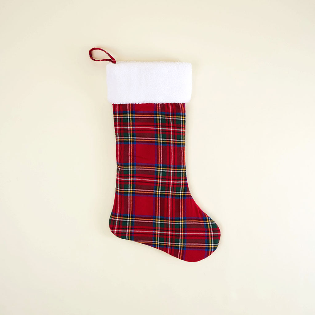 Red Tartan Plaid Flannelette Poshmas Stocking