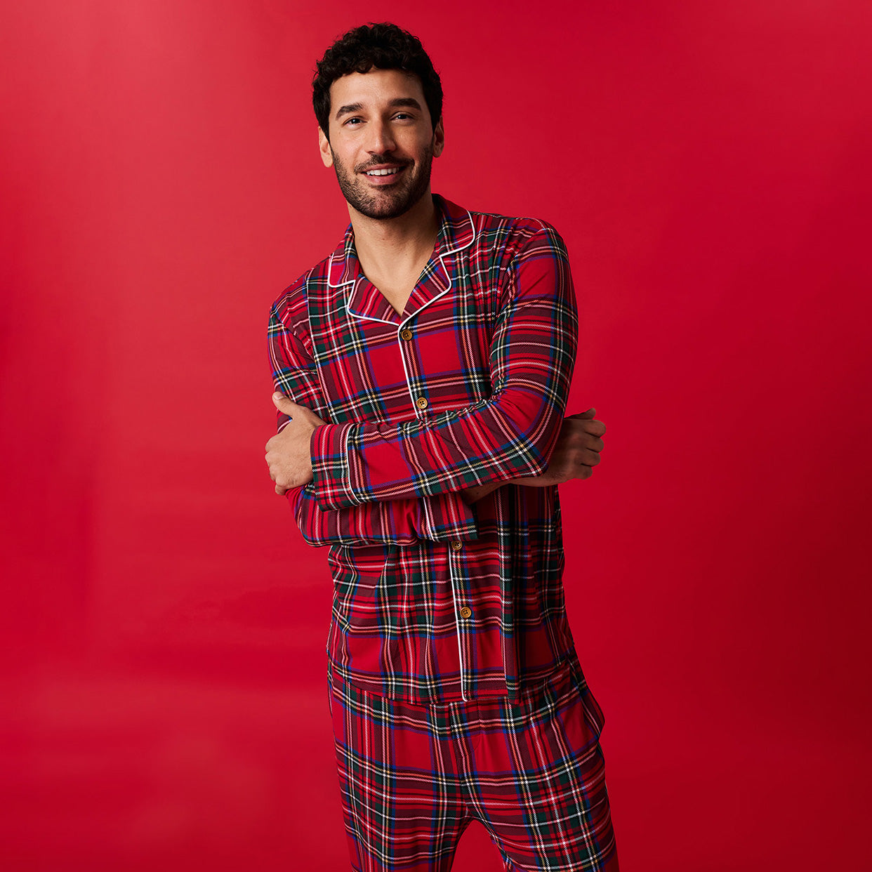 Red Tartan Plaid Men's Relaxed Pant Luxe Loungewear
