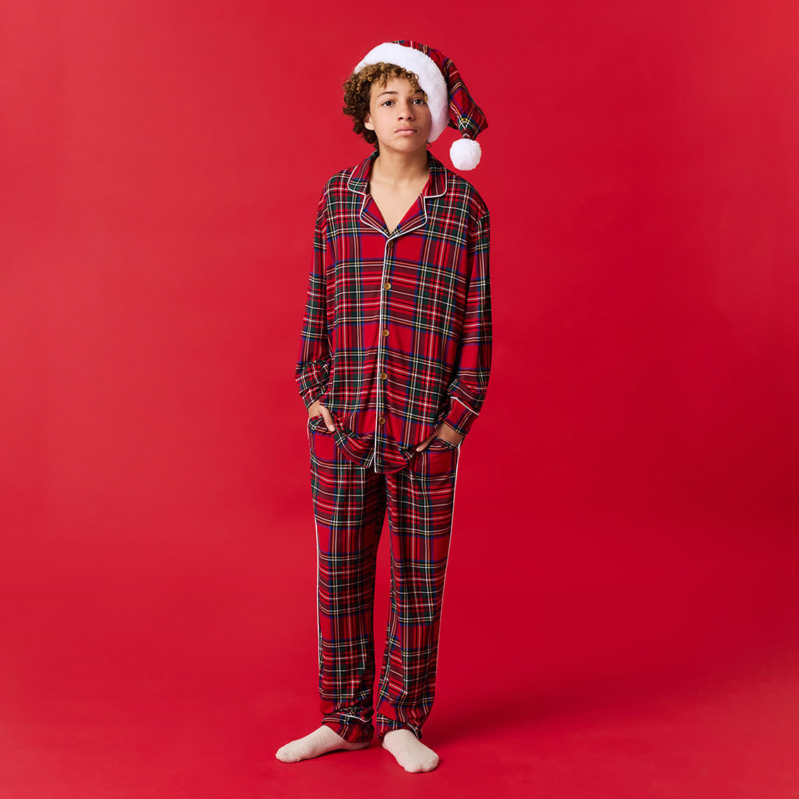 Red Tartan Plaid Men's Relaxed Pant Luxe Loungewear