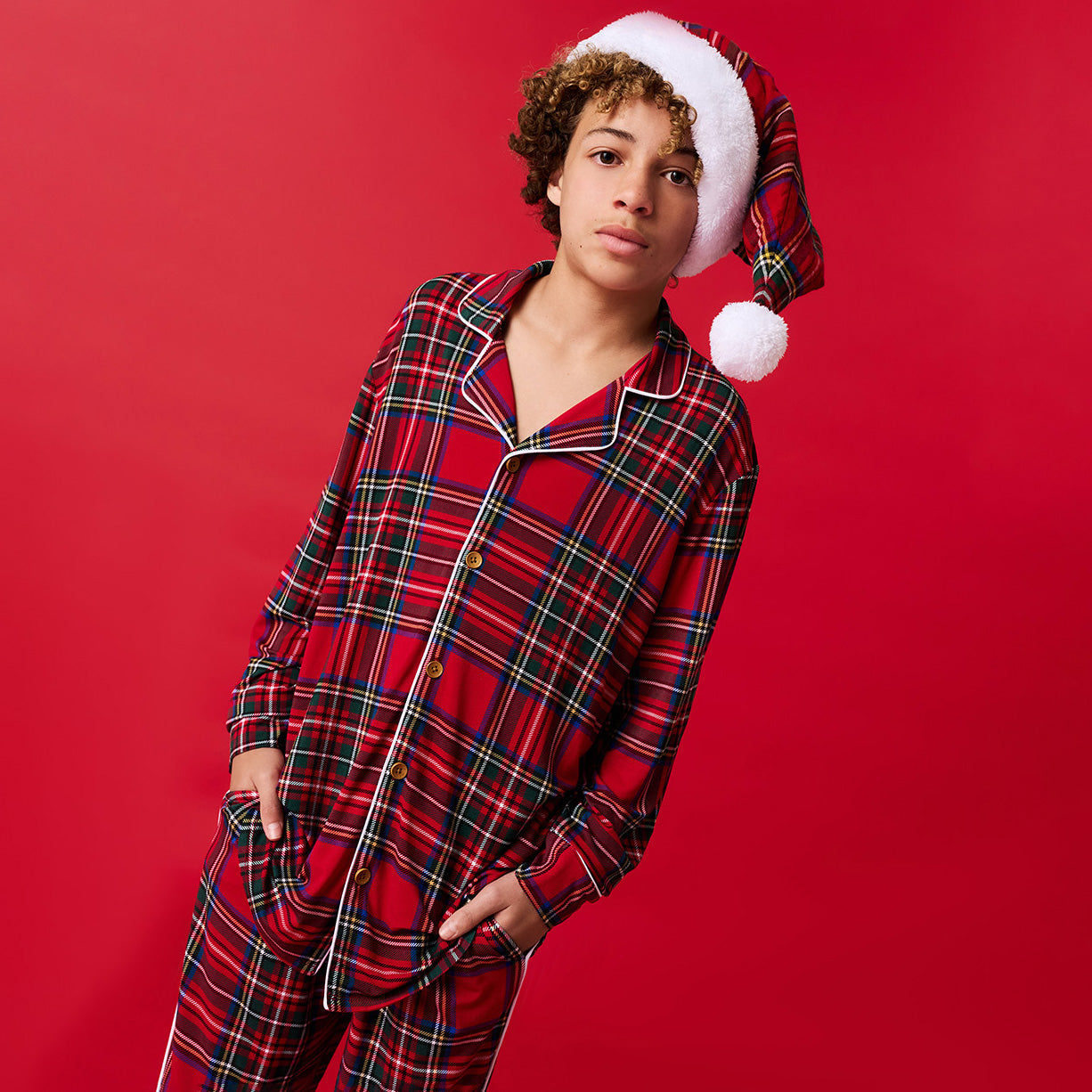 Red Tartan Plaid Men's Relaxed Pant Luxe Loungewear