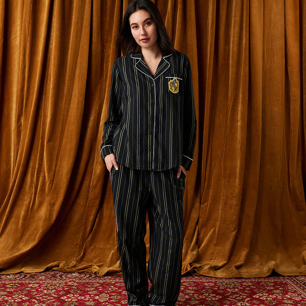 Hufflepuff Classic Stripe Women's Flannelette Luxe Pajama Set