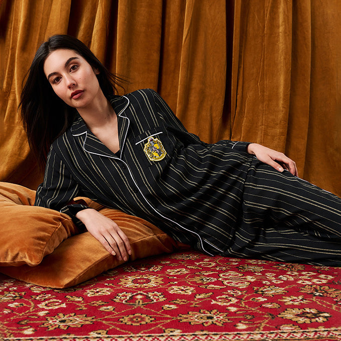 Hufflepuff Classic Stripe Women's Flannelette Luxe Pajama Set