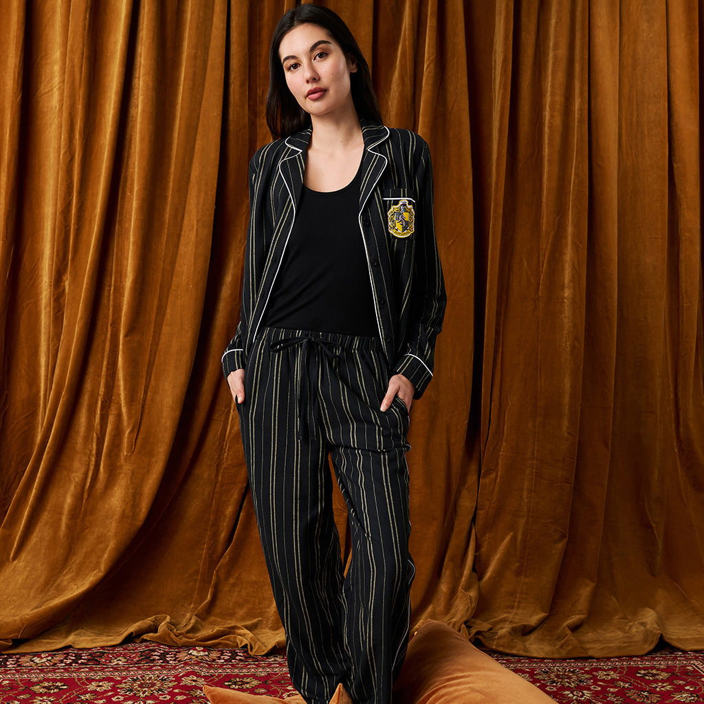 Hufflepuff Classic Stripe Women's Flannelette Luxe Pajama Set