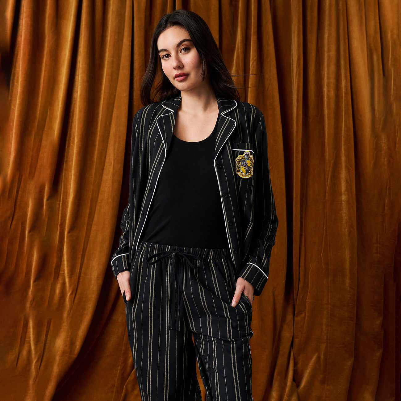 Hufflepuff Classic Stripe Women's Flannelette Luxe Pajama Set