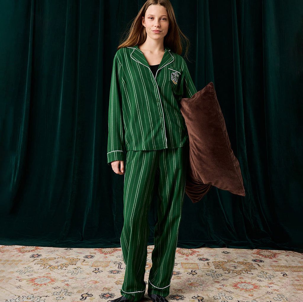 Slytherin Classic Stripe Women's Flannelette Luxe Pajama Set