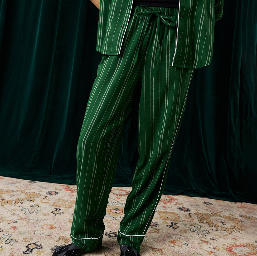 Slytherin Classic Stripe Women's Flannelette Luxe Pajama Set