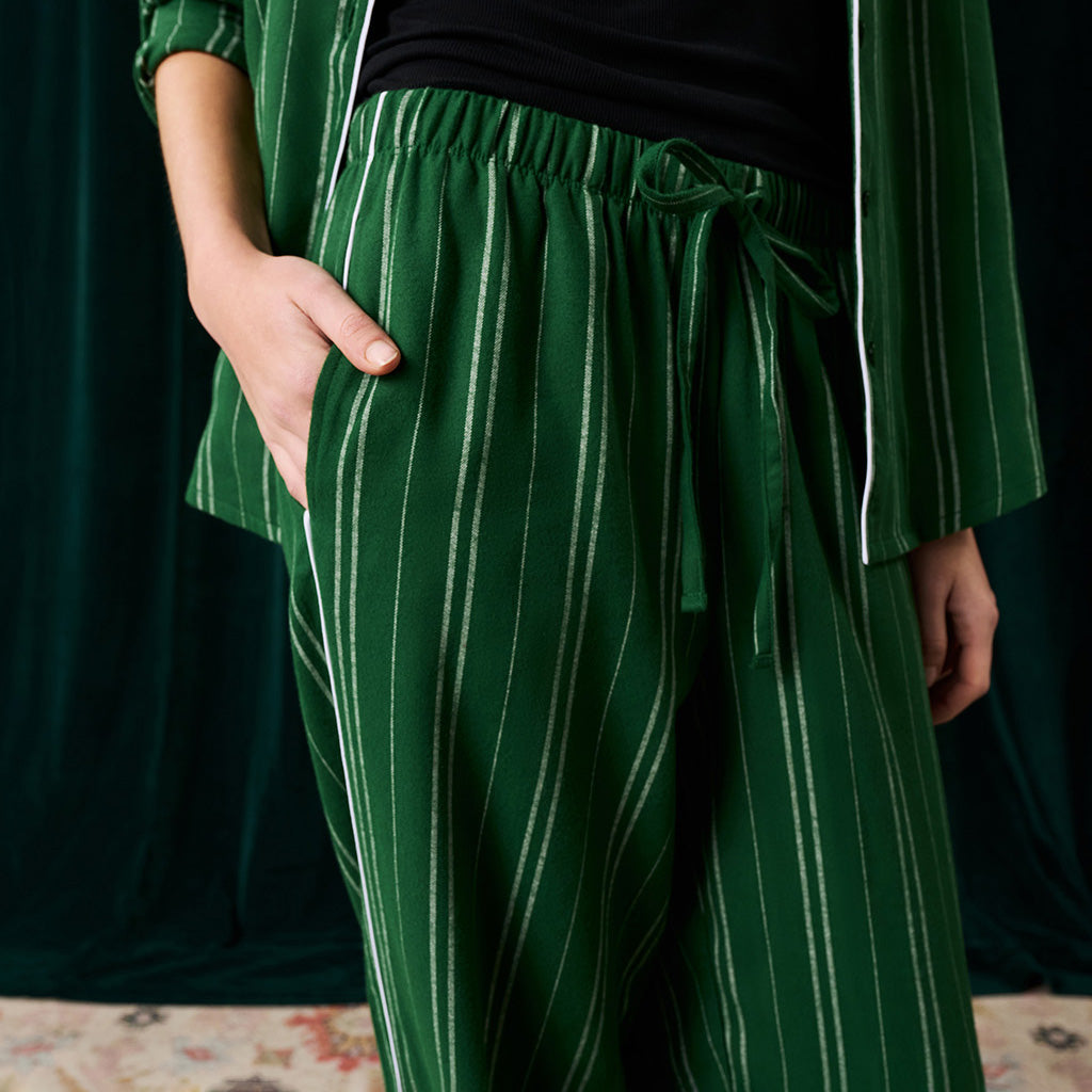 Slytherin Classic Stripe Women's Flannelette Luxe Pajama Set