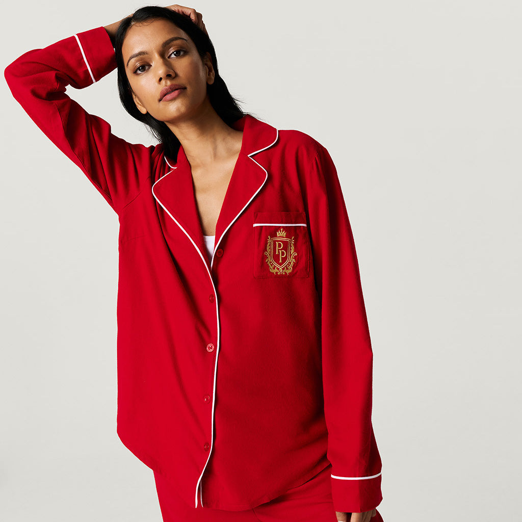 Garnet Red Women's Flannelette Pajama Set