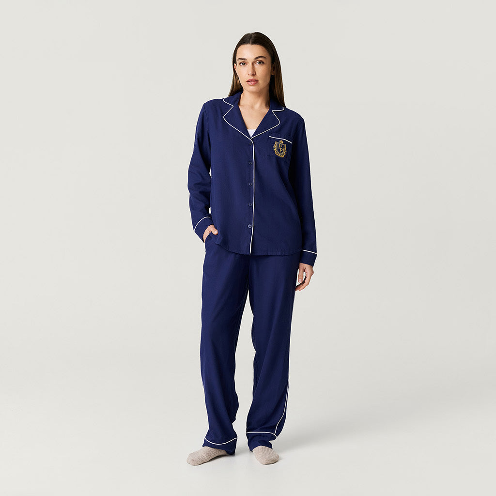 Navy Women's Flannelette Pajama Set