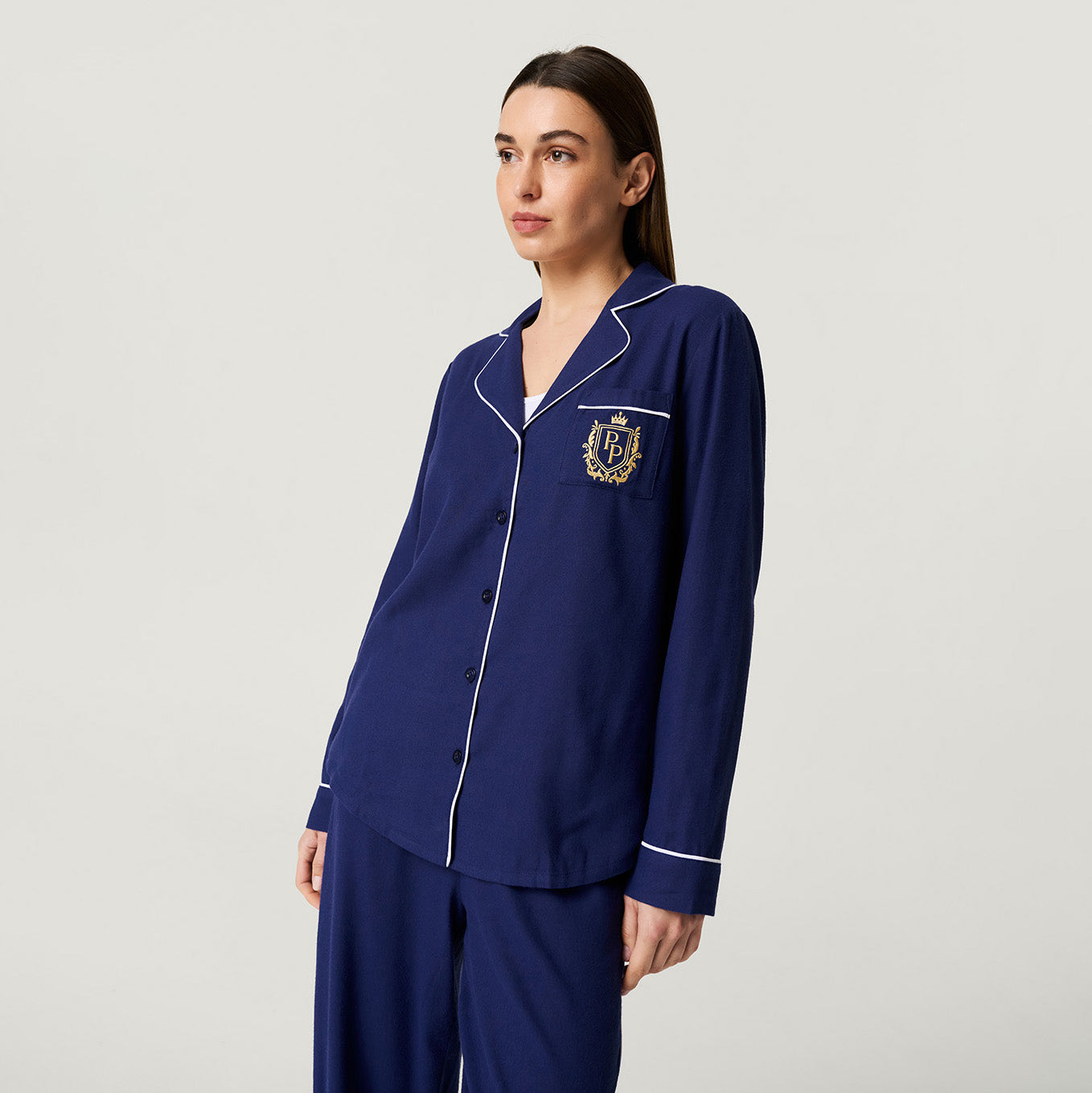 Navy Women's Flannelette Pajama Set