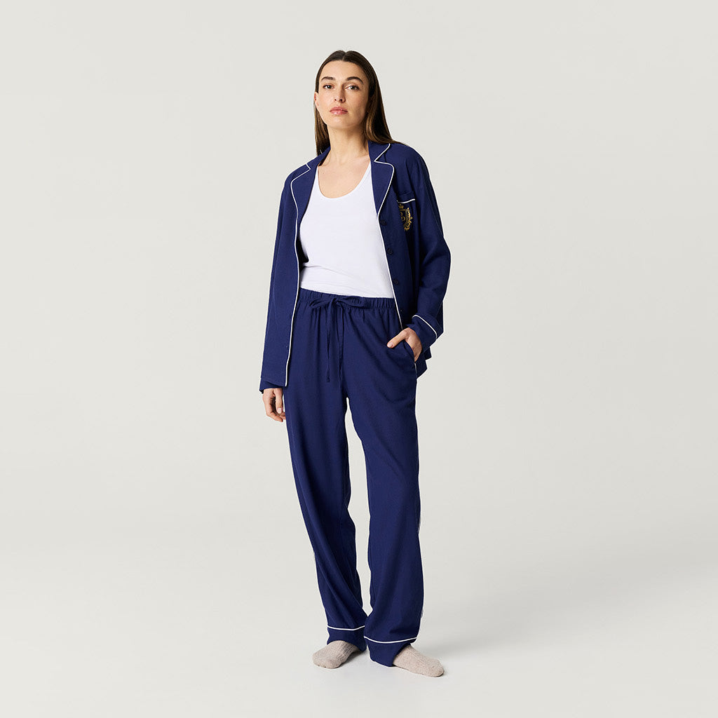 Navy Women's Flannelette Pajama Set