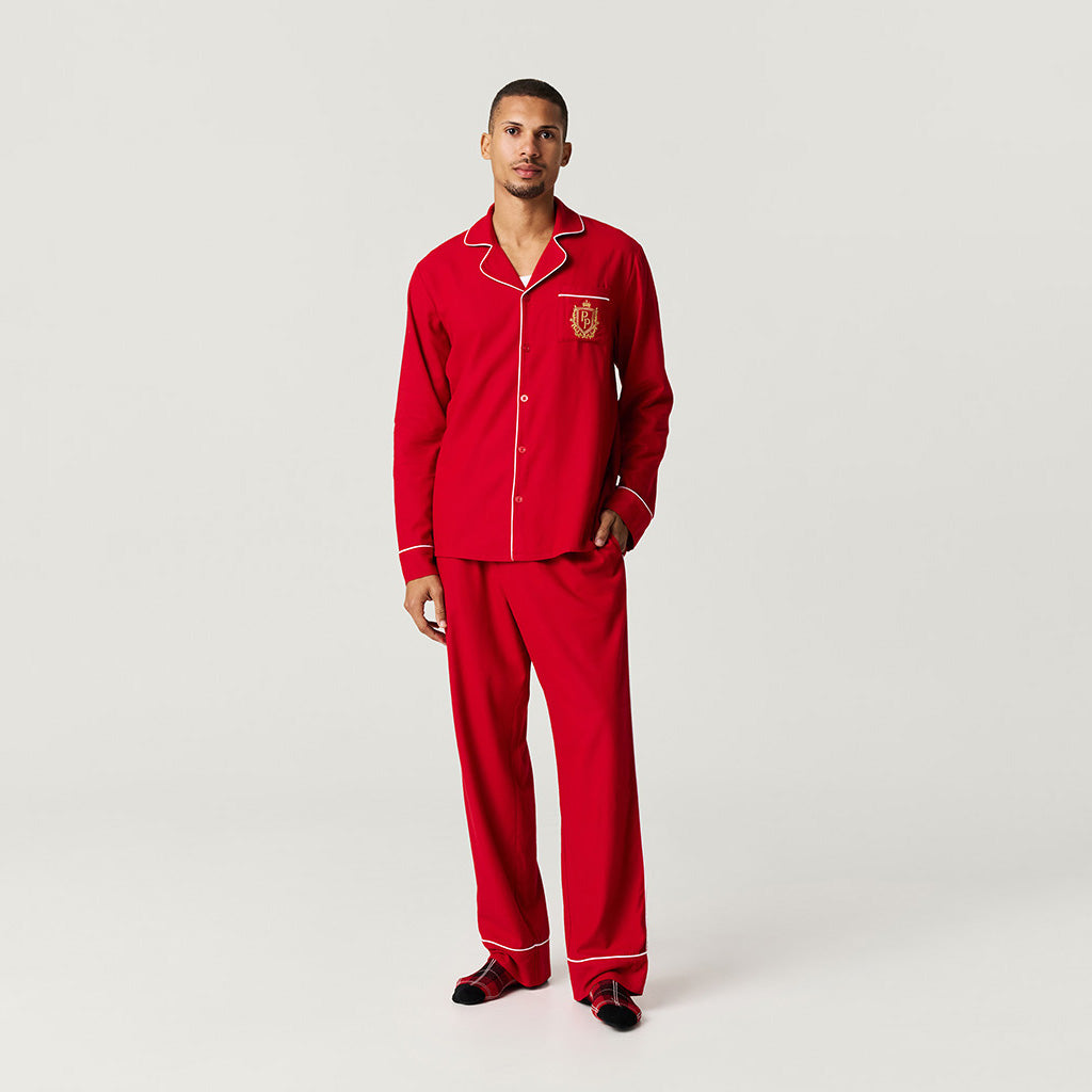 Garnet Red Men's Flannelette Pajama Set