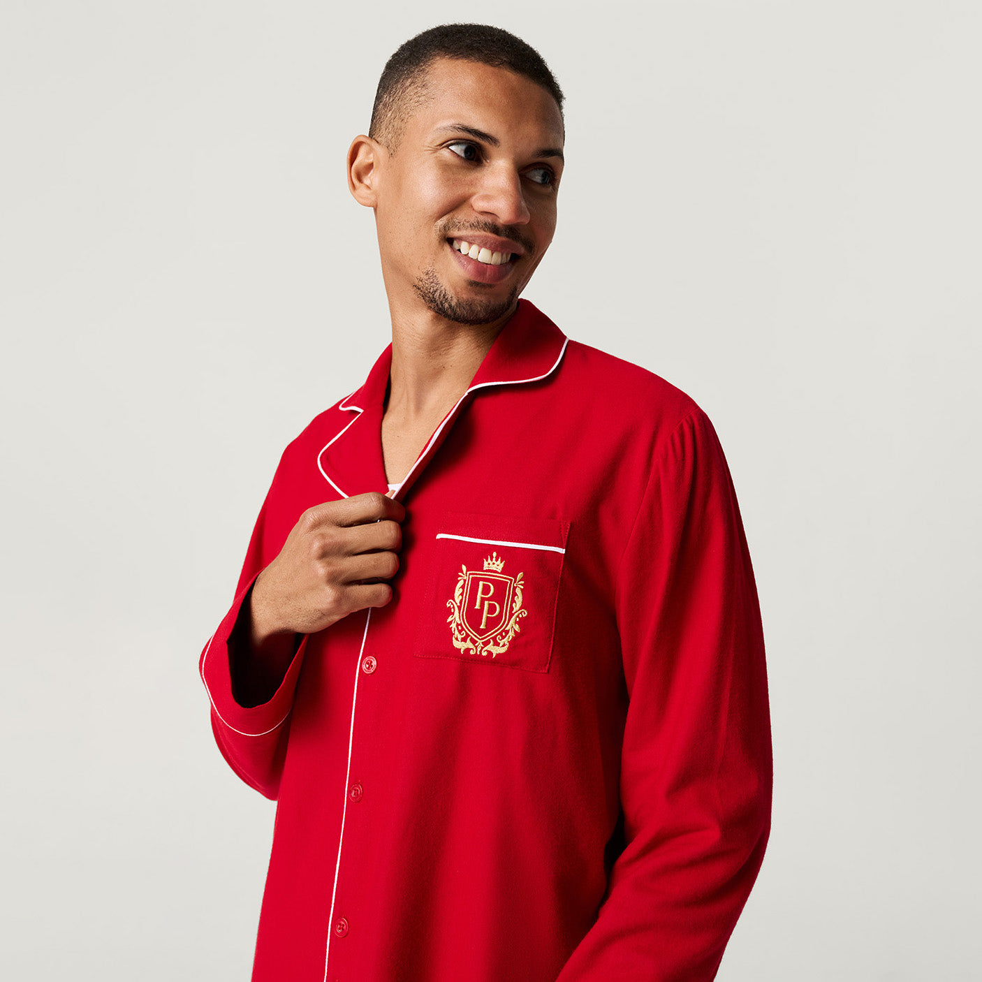 Garnet Red Men's Flannelette Pajama Set