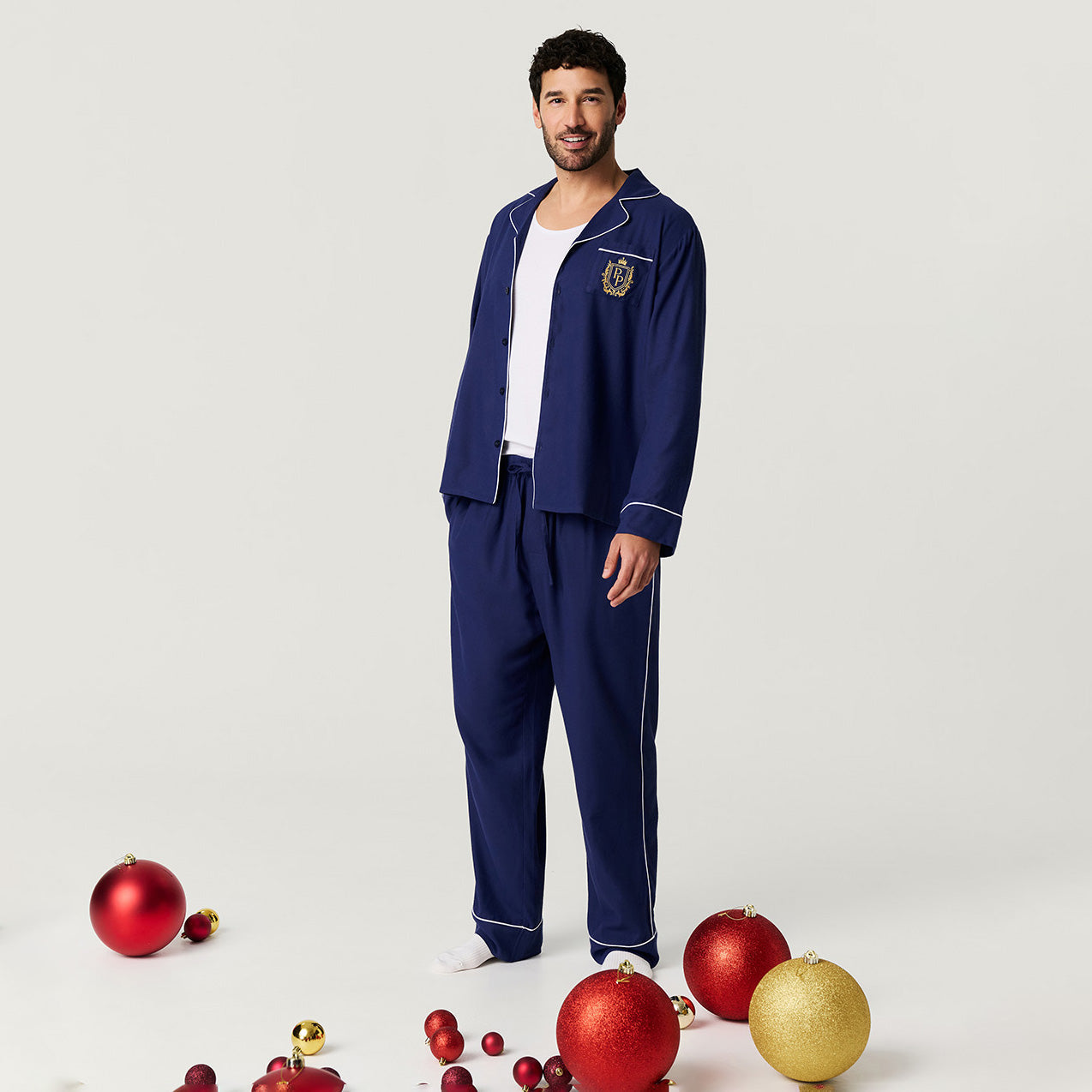 Navy Men's Flannelette Pajama Set