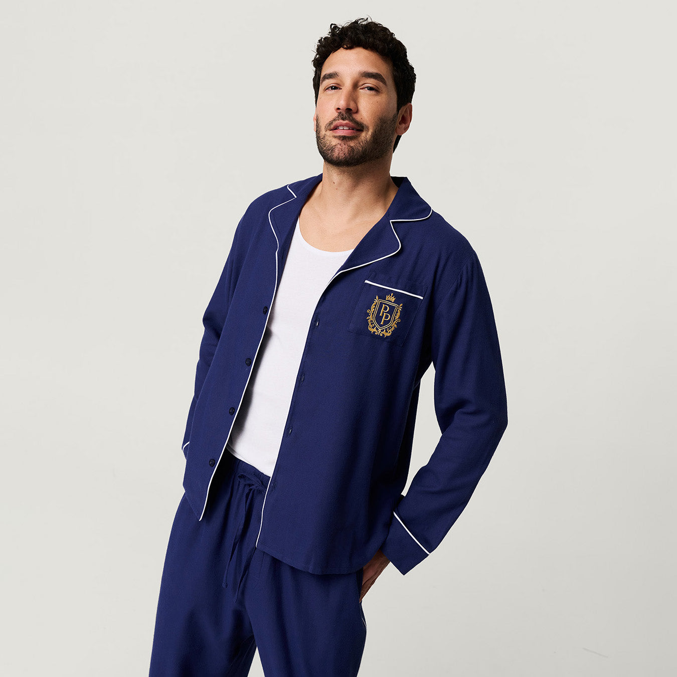 Navy Men's Flannelette Pajama Set