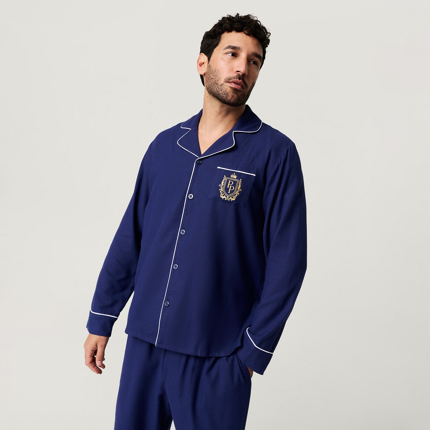Navy Men's Flannelette Pajama Set