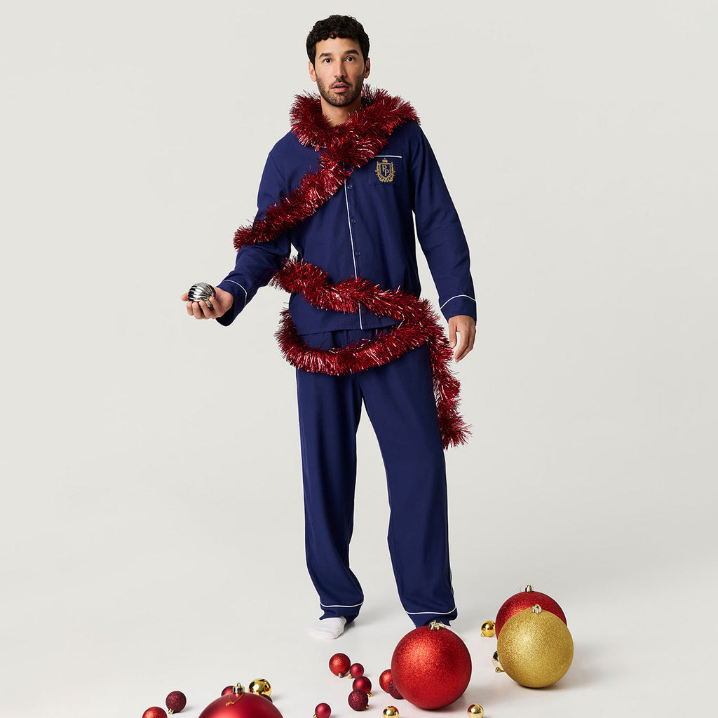 Navy Men's Flannelette Pajama Set