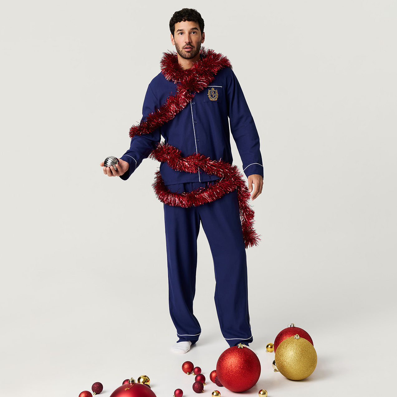 Navy Men's Flannelette Pajama Set