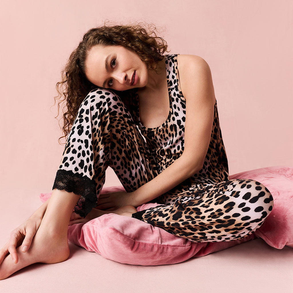 Loretta Leopard Women's Lace Pajama Pants