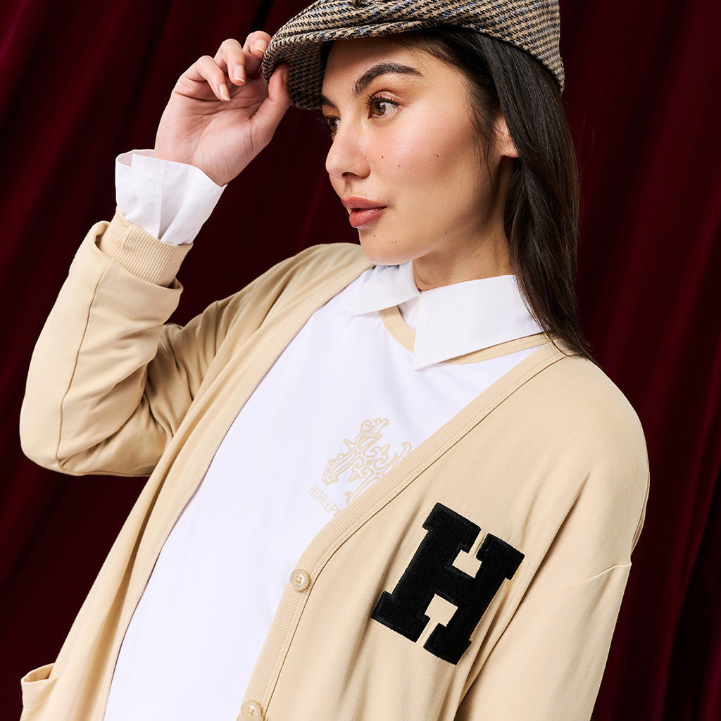 Hufflepuff Varsity League Women's French Terry Varsity Cardigan