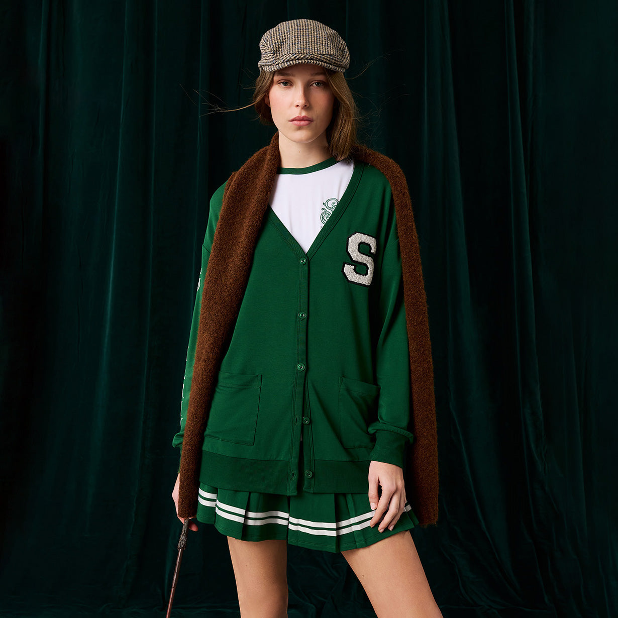 Slytherin Varsity League Women's French Terry Varsity Cardigan