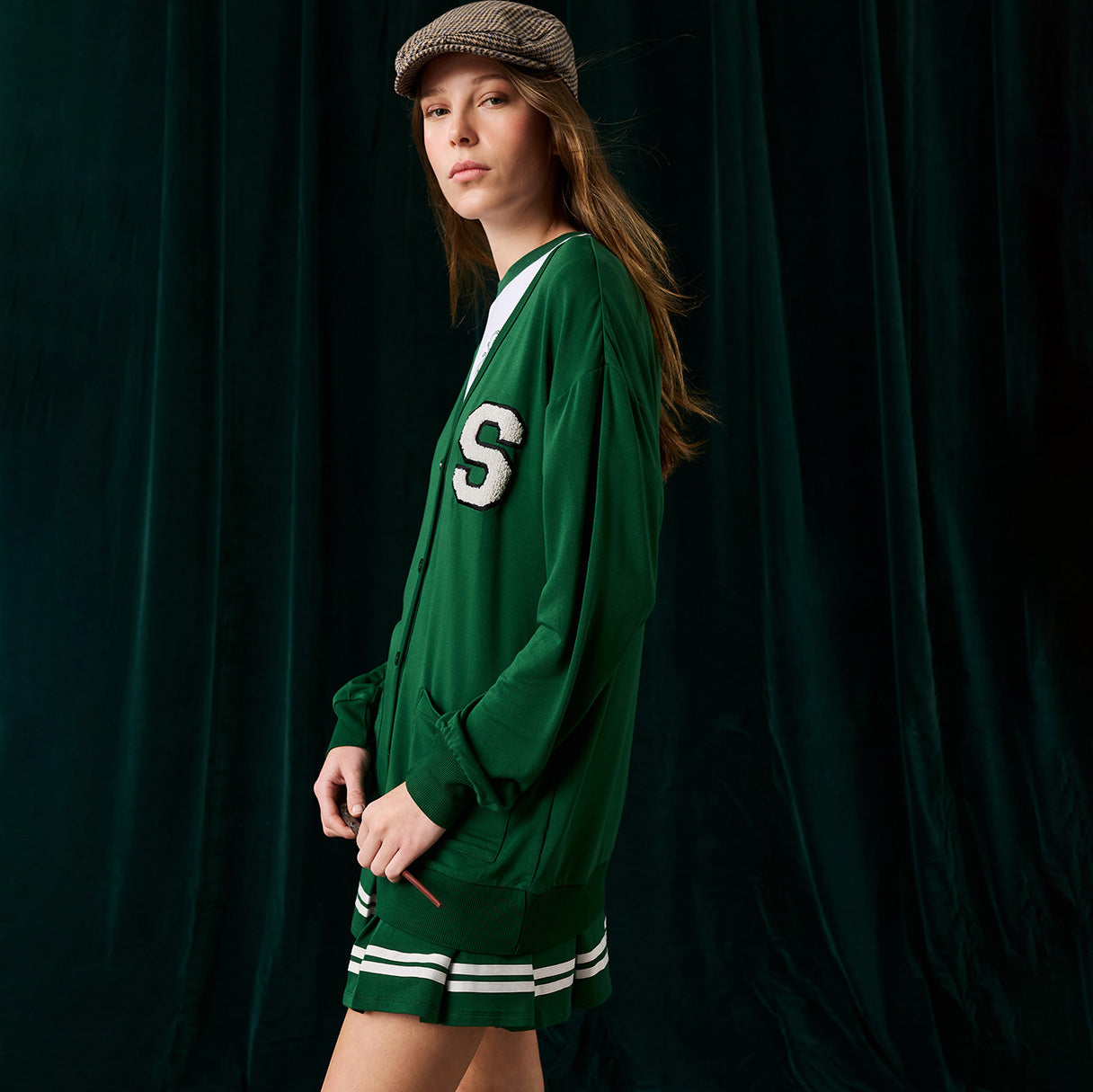 Slytherin Varsity League Women's French Terry Varsity Cardigan