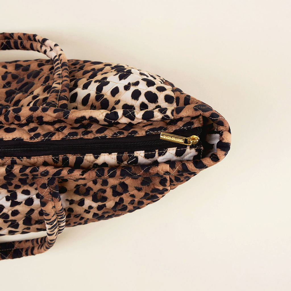 Loretta Leopard Quilted Tote Bag
