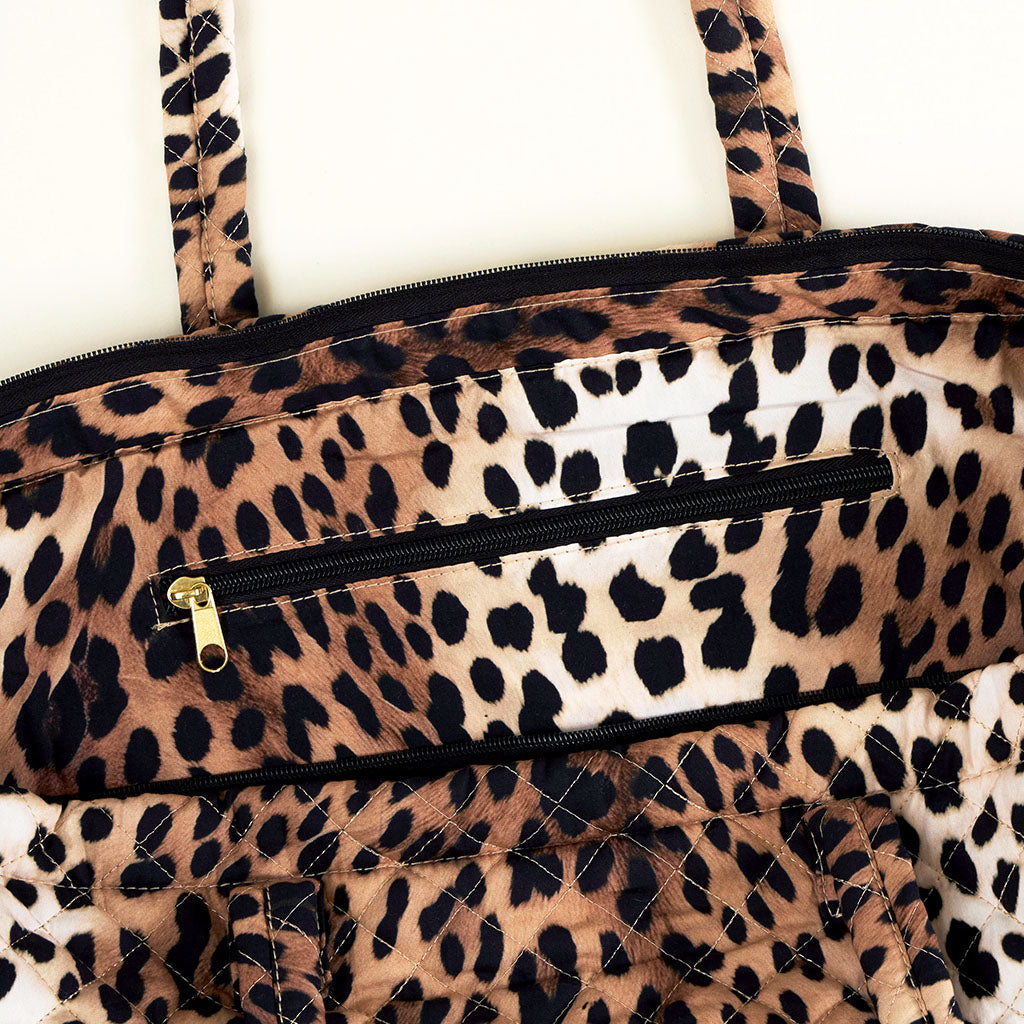 Loretta Leopard Quilted Tote Bag