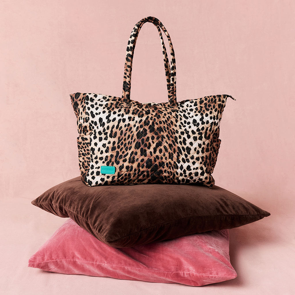 Loretta Leopard Quilted Tote Bag